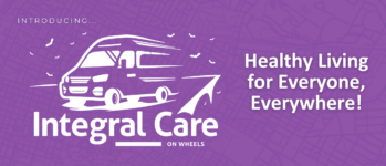 Purple Integral Care on Wheels banner that reads - Healthy Living for Everyone Everwhere